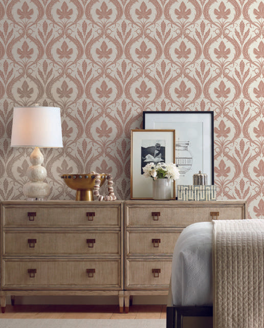York Adirondack Damask Brown/Beige Wallpaper