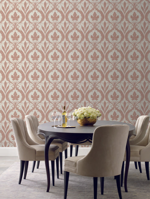 York Adirondack Damask Brown/Beige Wallpaper