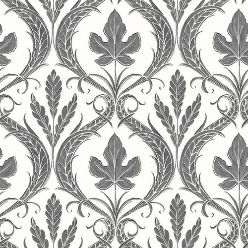 York Wallcoverings Adirondack Damask Black & White Wallpaper