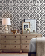 York Tudor Diamond Damask Black/White Wallpaper