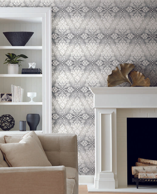 York Tudor Diamond Damask Black Wallpaper