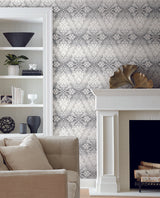 York Tudor Diamond Damask Black Wallpaper