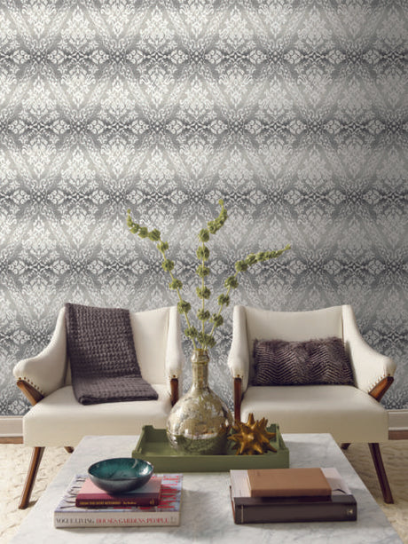 York Tudor Diamond Damask Black Wallpaper