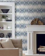York Tudor Diamond Damask Navy Wallpaper