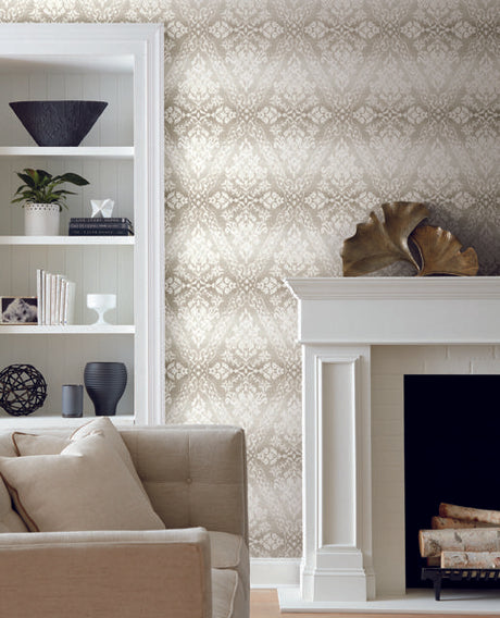 York Tudor Diamond Damask Off White Wallpaper
