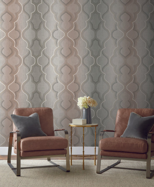 York Modern Ombre Damask Brown Wallpaper