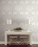 York Royal Fern Damask Beige/Gold Wallpaper