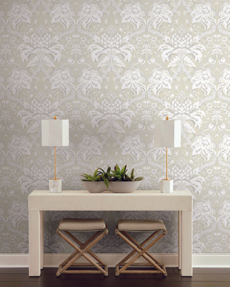 York Royal Fern Damask Beige/Gold Wallpaper