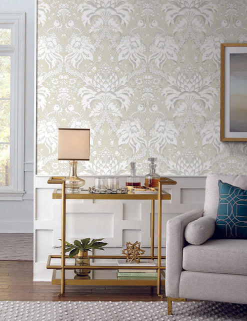 York Royal Fern Damask Beige/Gold Wallpaper