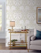 York Royal Fern Damask Beige/Gold Wallpaper