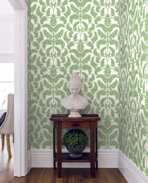 York Royal Fern Damask Green Wallpaper