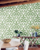 York Royal Fern Damask Green Wallpaper