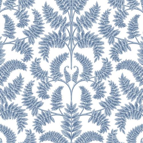 York Wallcoverings Royal Fern Damask Blue Wallpaper