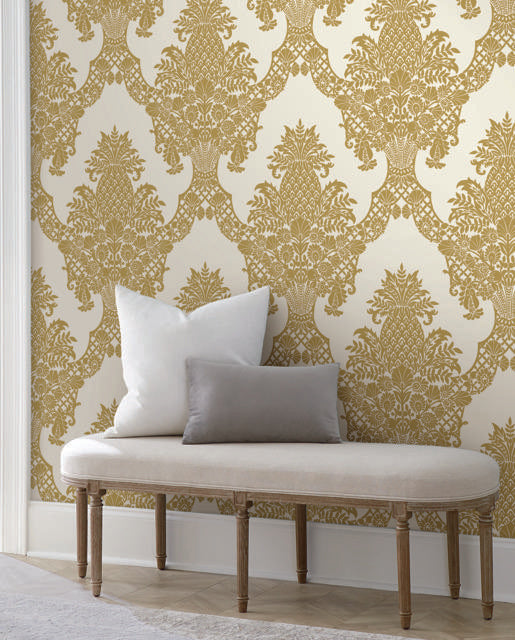 York Pineapple Plantation Gold Wallpaper