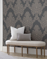 York Pineapple Plantation Gray Wallpaper