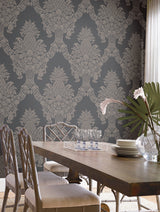 York Pineapple Plantation Gray Wallpaper