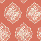 York Wallcoverings Signet Medallion Damask Coral Wallpaper