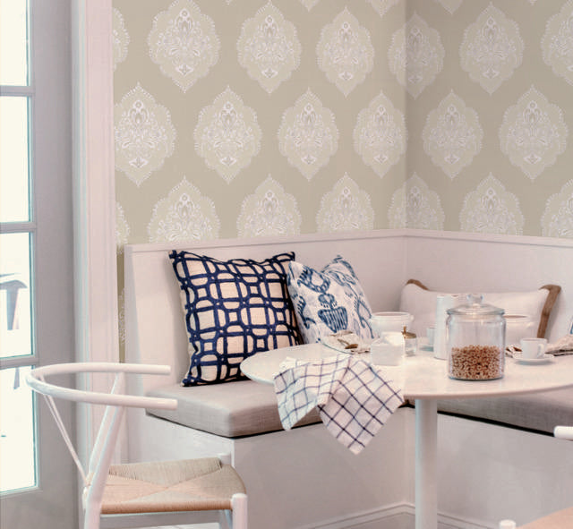 York Signet Medallion Dam Beige Wallpaper
