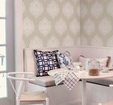 York Signet Medallion Dam Beige Wallpaper