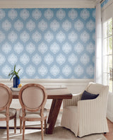 York Signet Medallion Dam Blue Wallpaper