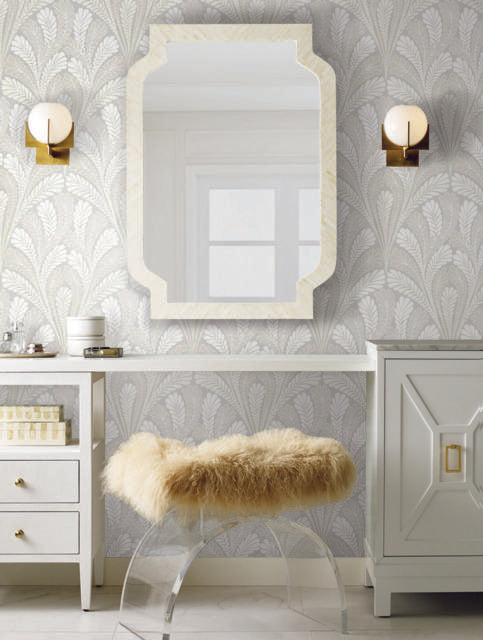 York Shell Damask Gray Wallpaper