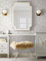 York Shell Damask Gray Wallpaper