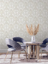 York Shell Damask Gray Wallpaper