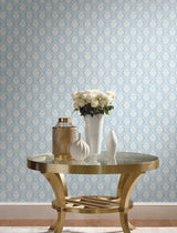 York Petite Ogee Blue Wallpaper