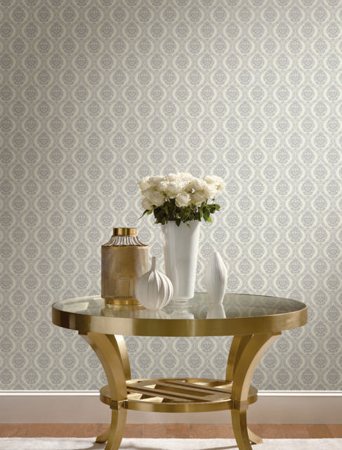 York Petite Ogee Taupe Wallpaper
