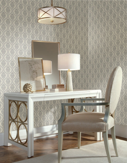 York Petite Ogee Taupe Wallpaper