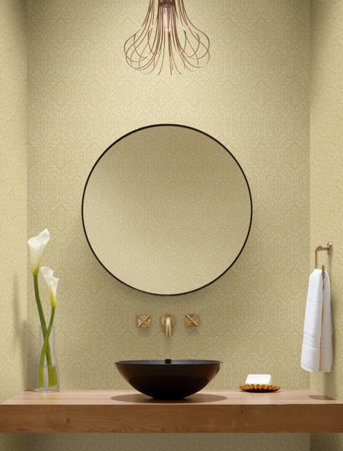 York Catherdral Damask Gold Wallpaper
