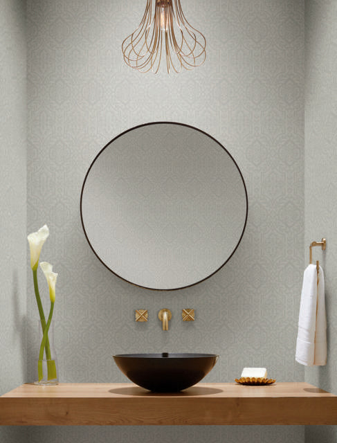 York Catherdral Damask Gray Wallpaper