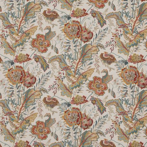 G P & J Baker INDIENNE FLOWER RED/TEAL Fabric