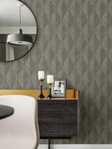 Brewster Home Fashions Advantage Radiance Ogee Dark Grey Wallpaper