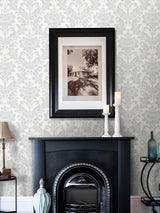 Brewster Home Fashions Advantage Radiance Damask Light Grey Wallpaper
