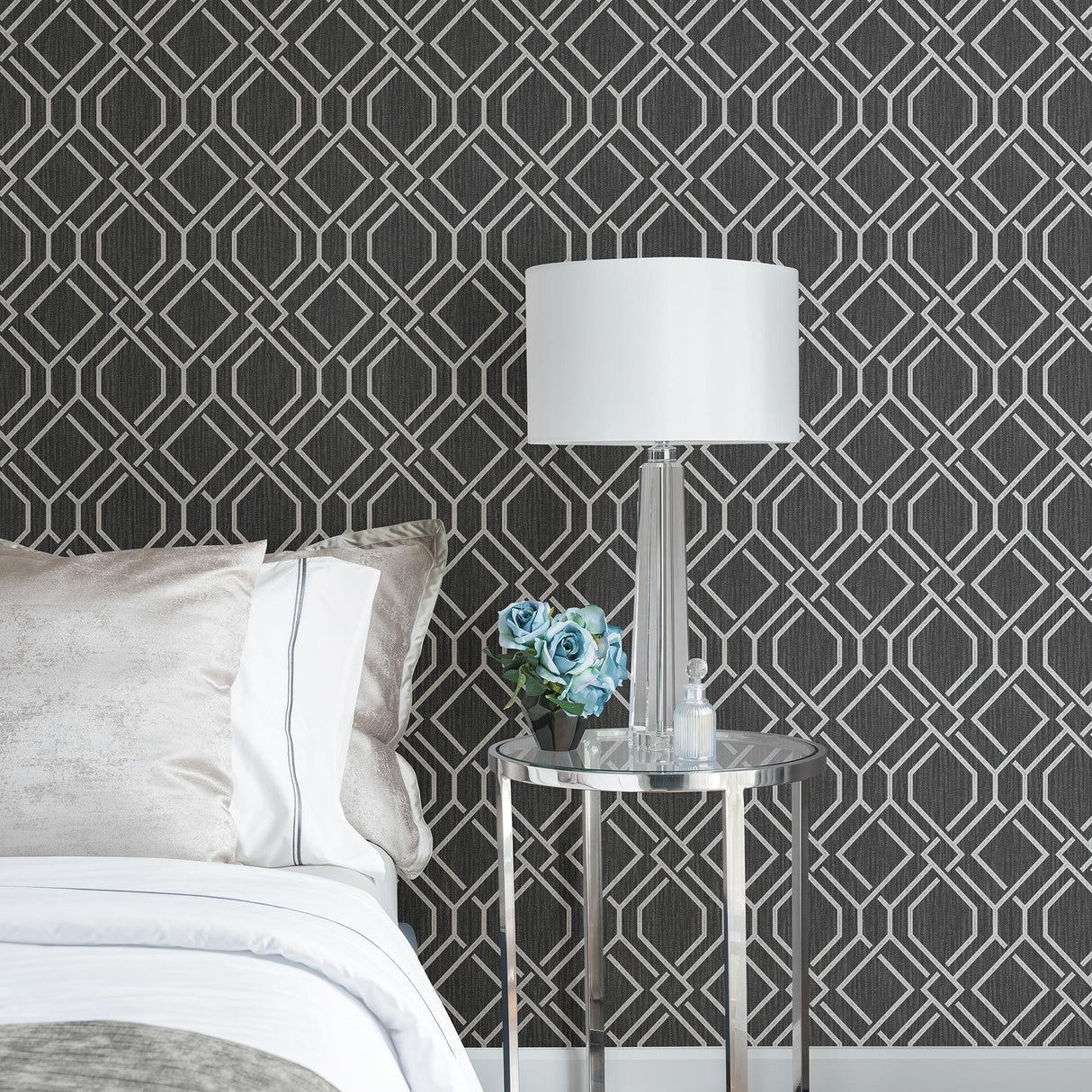 Brewster Home Fashions Advantage Radiance Geometrics Charcoal Wallpaper