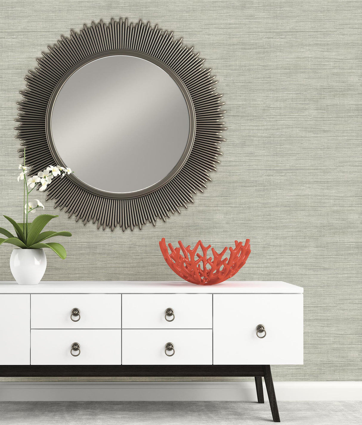 Brewster Home Fashions Island Grey Faux Grasscloth Wallpaper