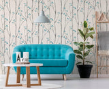 Brewster Home Fashions Ingrid Blue Scandi Tree Wallpaper