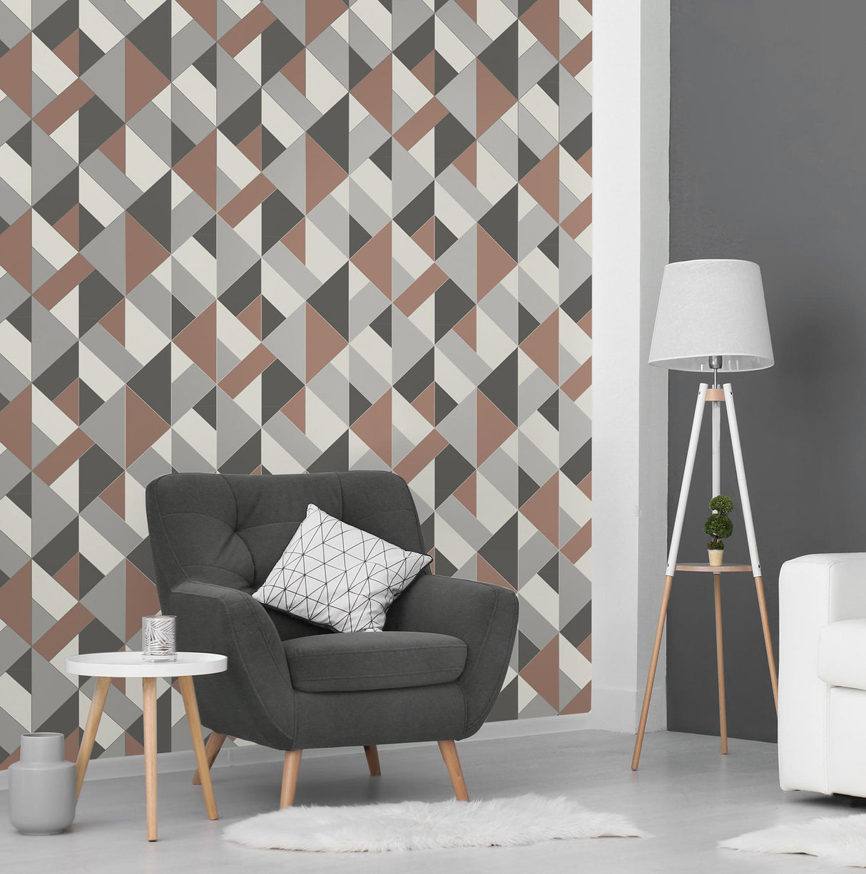 Brewster Home Fashions Delano Copper Structured Geo Wallpaper