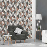 Brewster Home Fashions Delano Copper Structured Geo Wallpaper