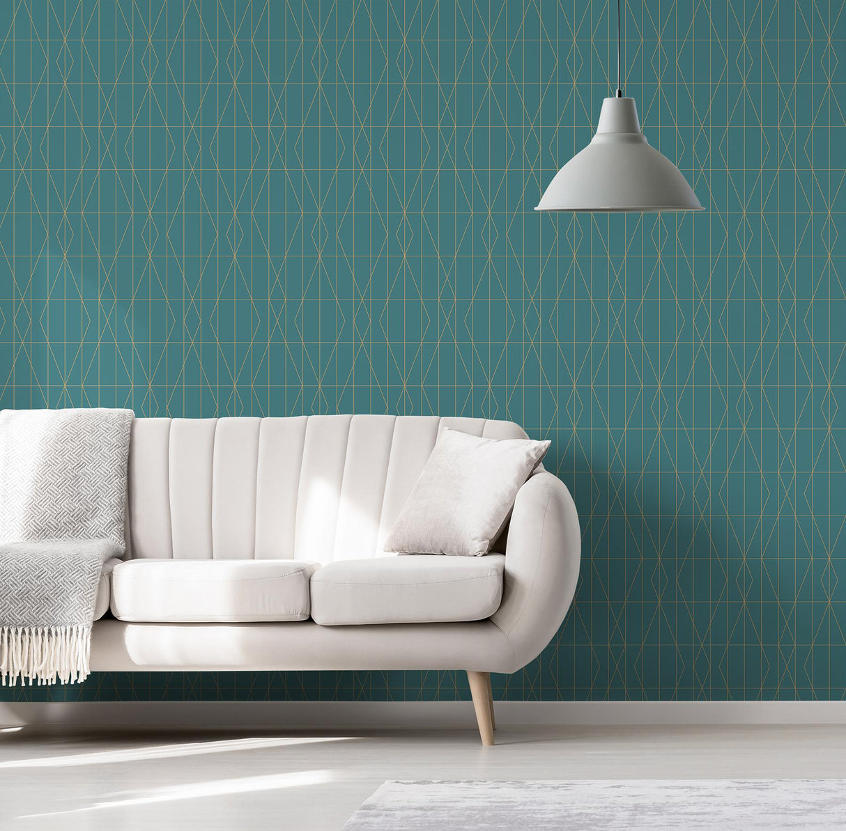 Brewster Home Fashions Leveque Teal Deco Diamond Geo Wallpaper