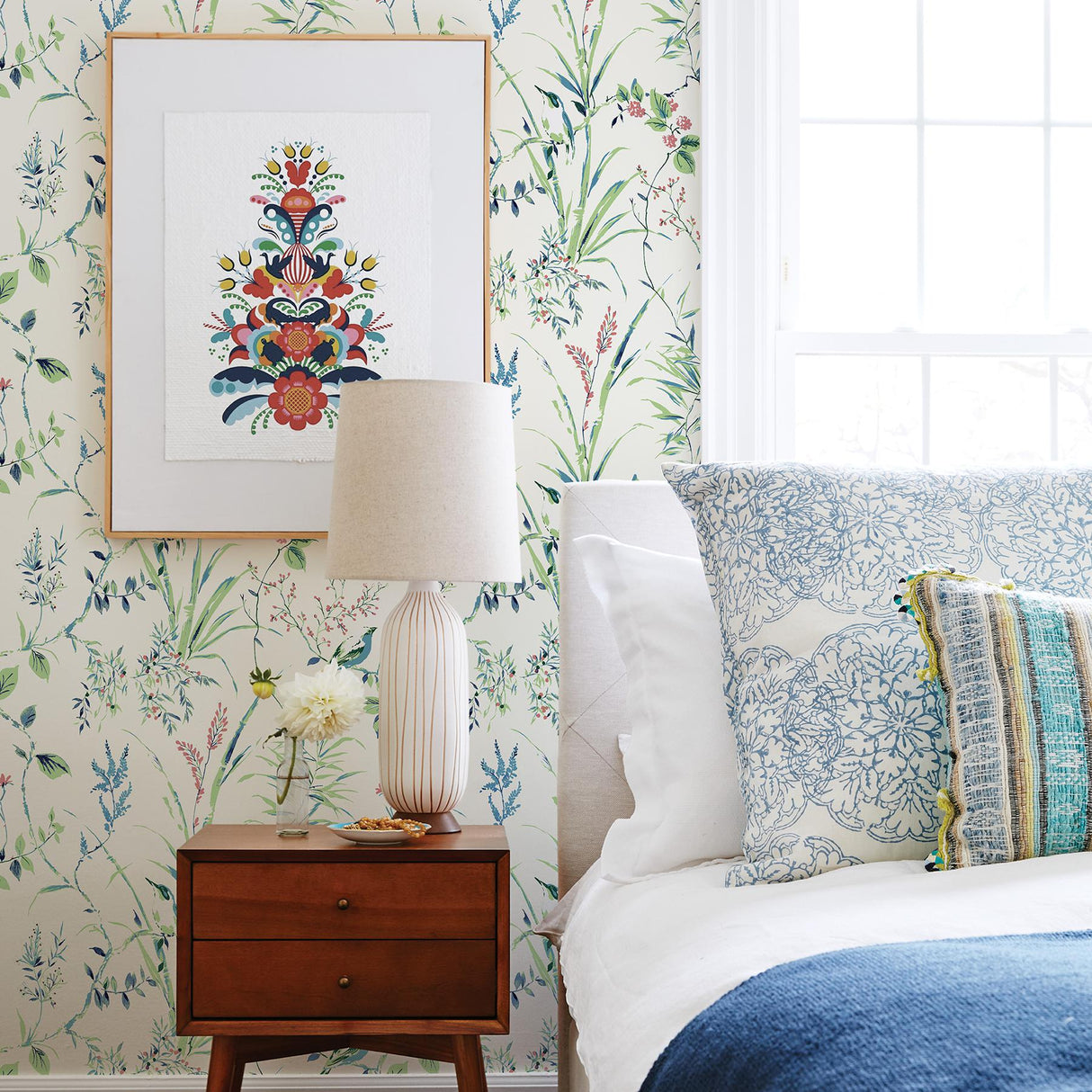 Brewster Home Fashions Mariko Green Botanical Wallpaper
