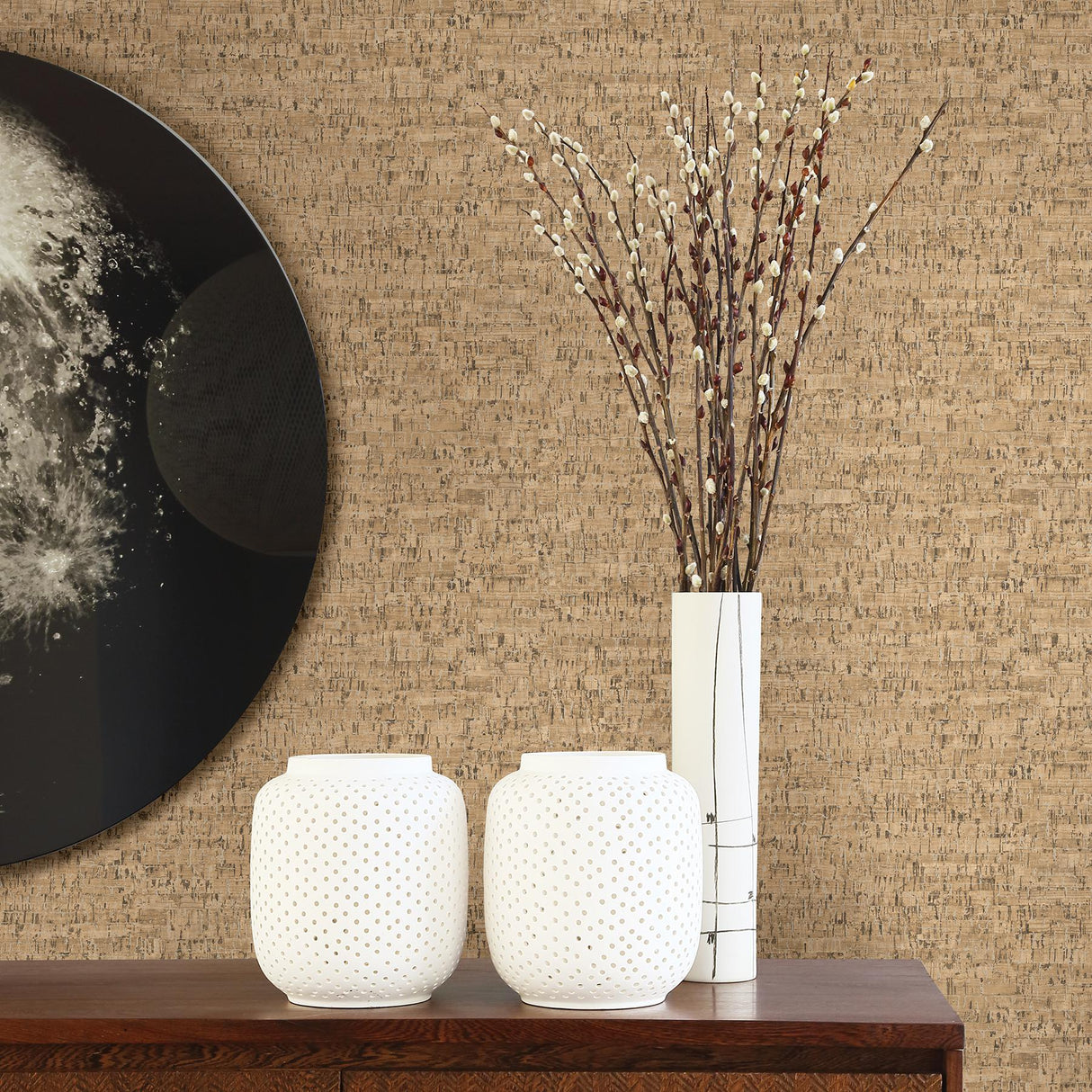 Brewster Home Fashions Burl Neutral Small Faux Cork Wallpaper