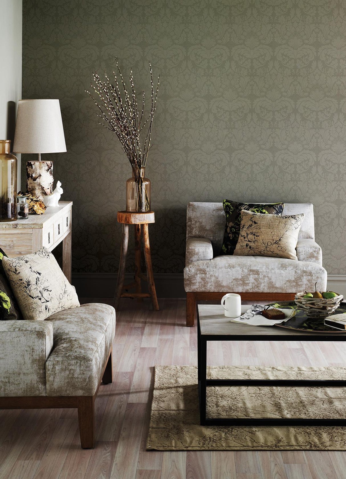 Brewster Home Fashions Jan White Damask Paintable Wallpaper