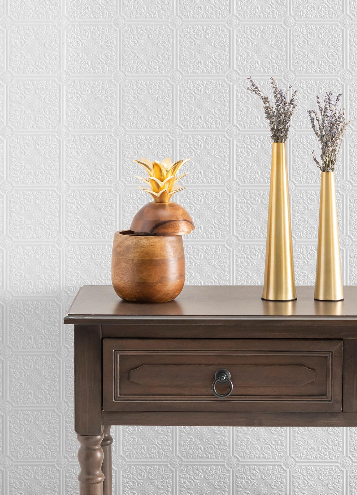 Brewster Home Fashions Nico White Tin Ceiling Square Paintable Wallpaper