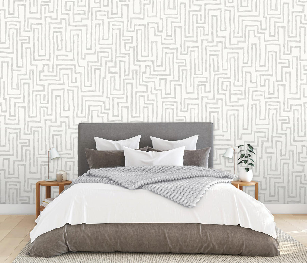 Brewster Home Fashions Katie Hunt X  None Geometrics Greys Wallpaper
