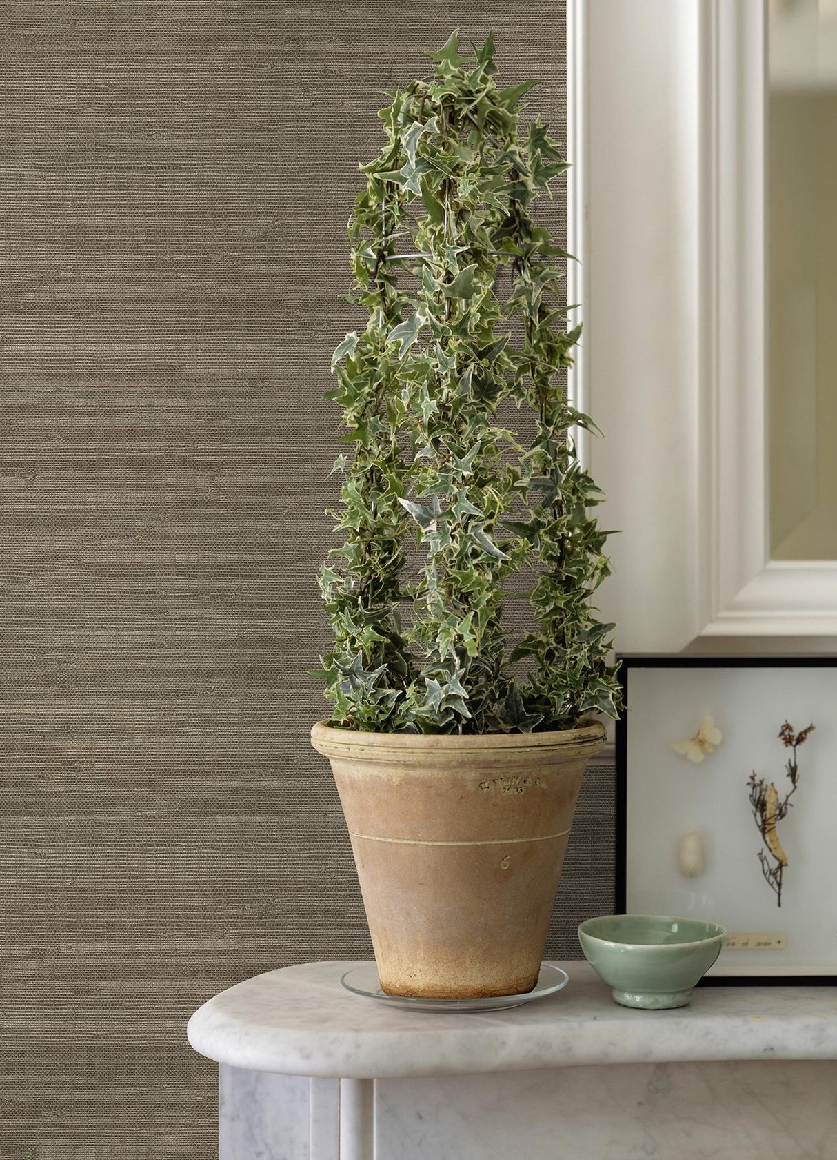 A-Street Prints Battan Olive Jute Grasscloth Wallpaper
