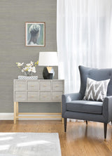 A-Street Prints Liaohe Silver Raffia Grasscloth Wallpaper