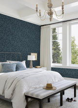 A-Street Prints Loom Botanical Navy Wallpaper