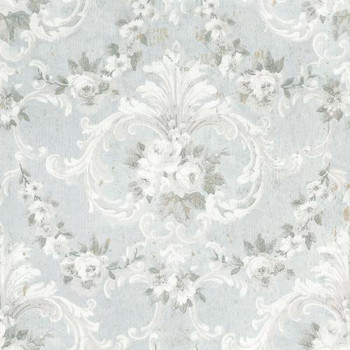 A-Street Prints This Old Hudson Vintage Blue Rose Damask Wallpaper